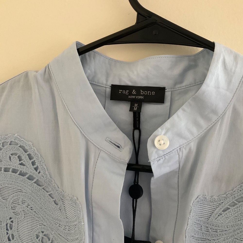 RAG & BONE AINSLEY LACE SHIRT LIGHT BLUE - Picture 6 of 7